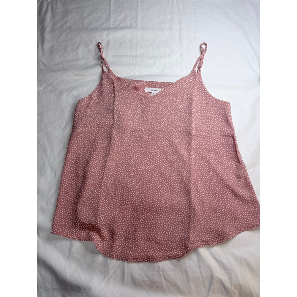 MINE Pink Polka Dot Spaghetti Strap Camisole Top Size M CR1958C